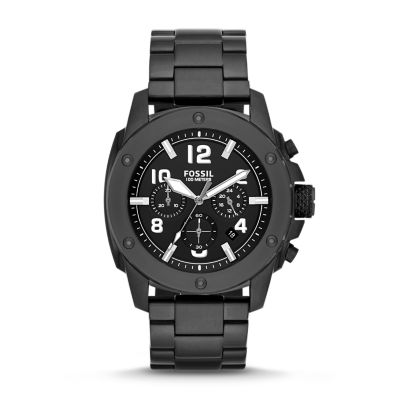 machine chronograph black stainless steel watch